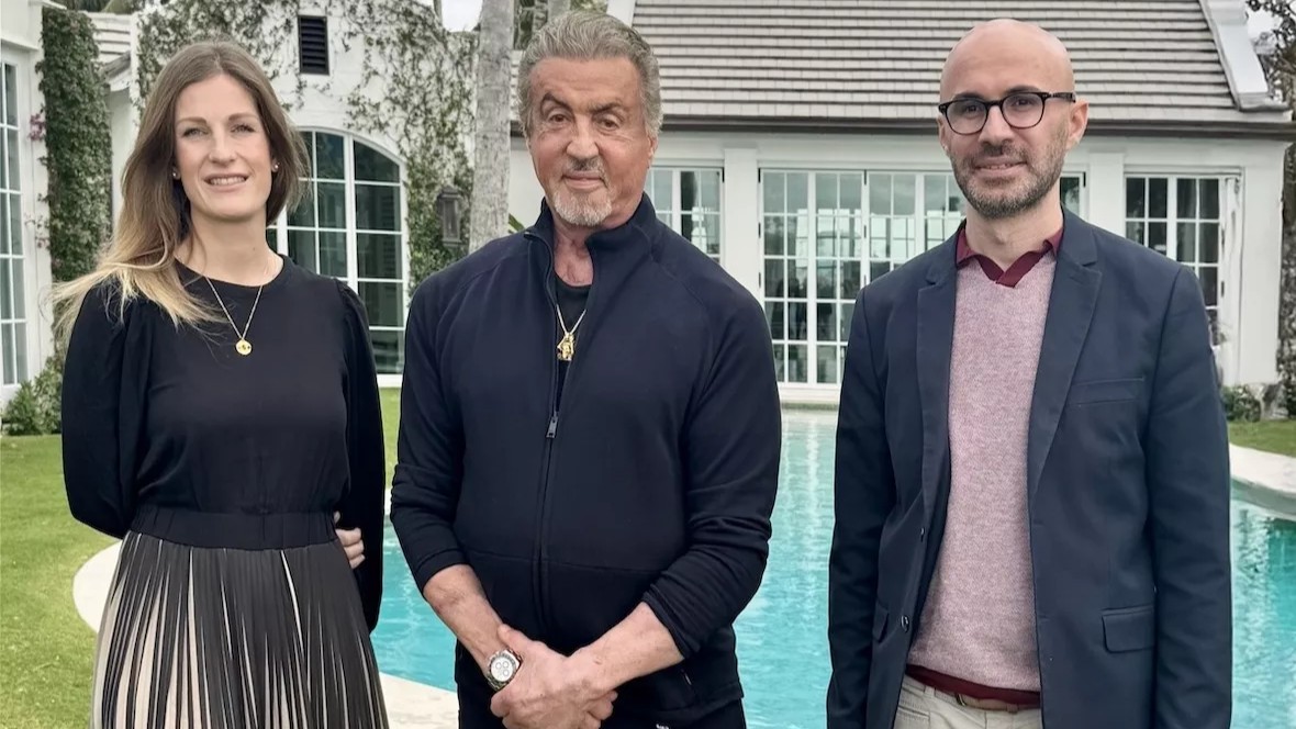 2. Largo.ai’s Céline Udriot (COO) and Sami Arpa (CEO Co-Founder) with Sylvester Stallone. Source Largo.ai.jpg