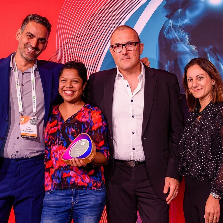 (L-R) Yoni Tayar, TVU Networks; Amy Rajaonson, France Télévisions; and Romuald Rat, France Télévisions 